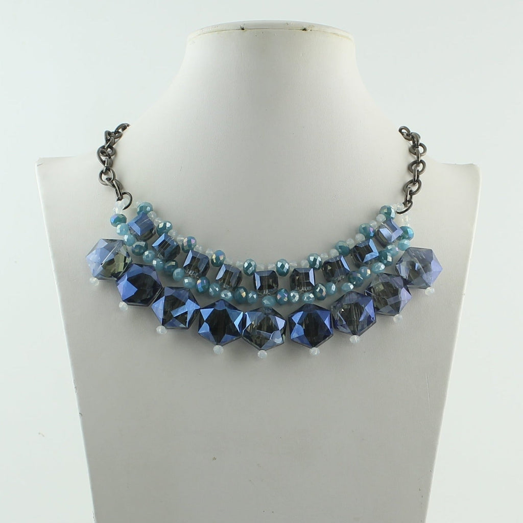 Woman Shiny Crystal Grey Necklaces  N2124