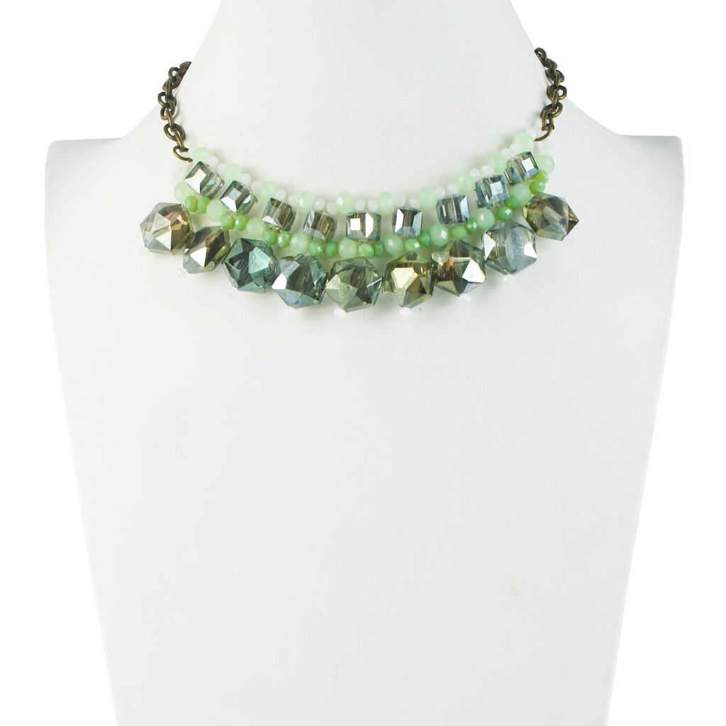 Woman Shiny Crystal Grey Necklaces  N2124