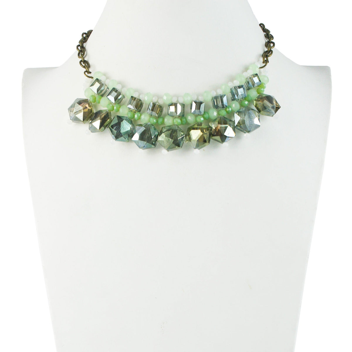 Woman Shiny Crystal Grey Necklaces  N2124