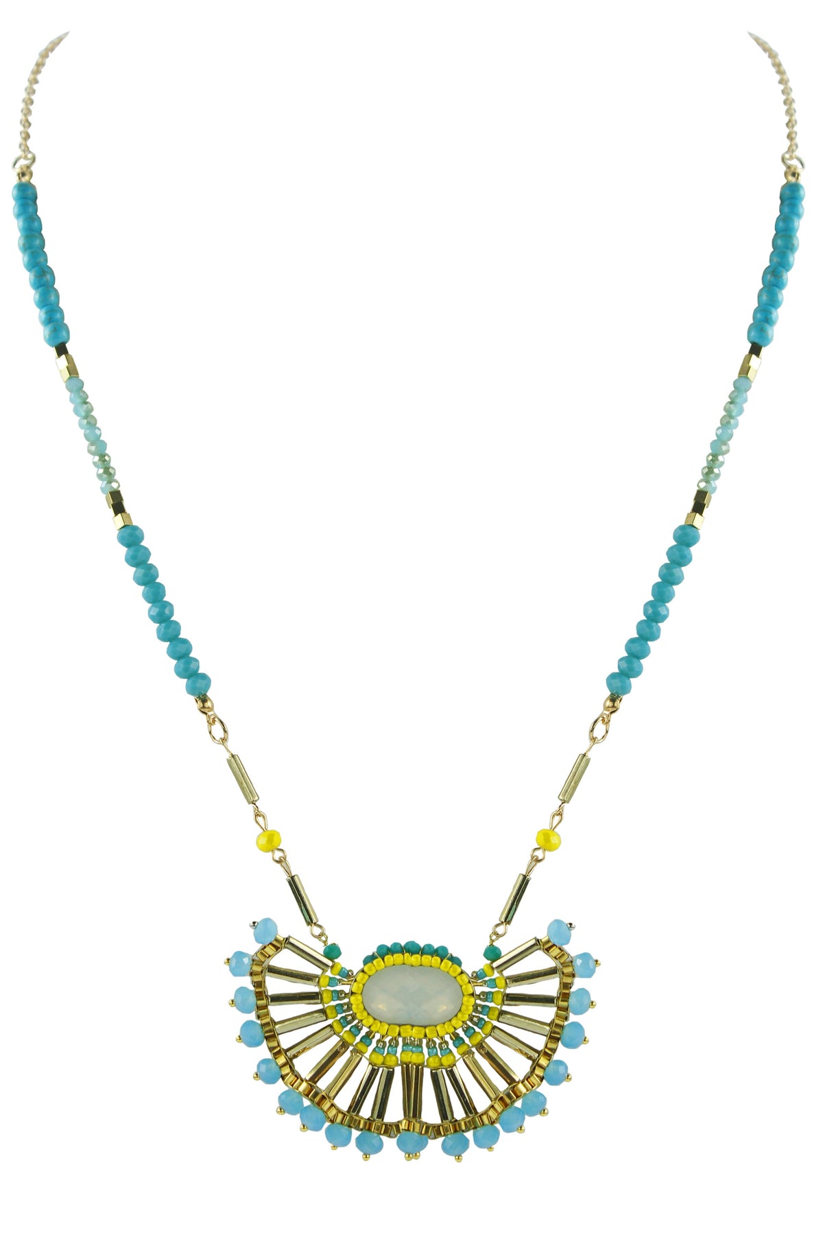 Geometry Pendant Crystal Braided Necklaces N2302