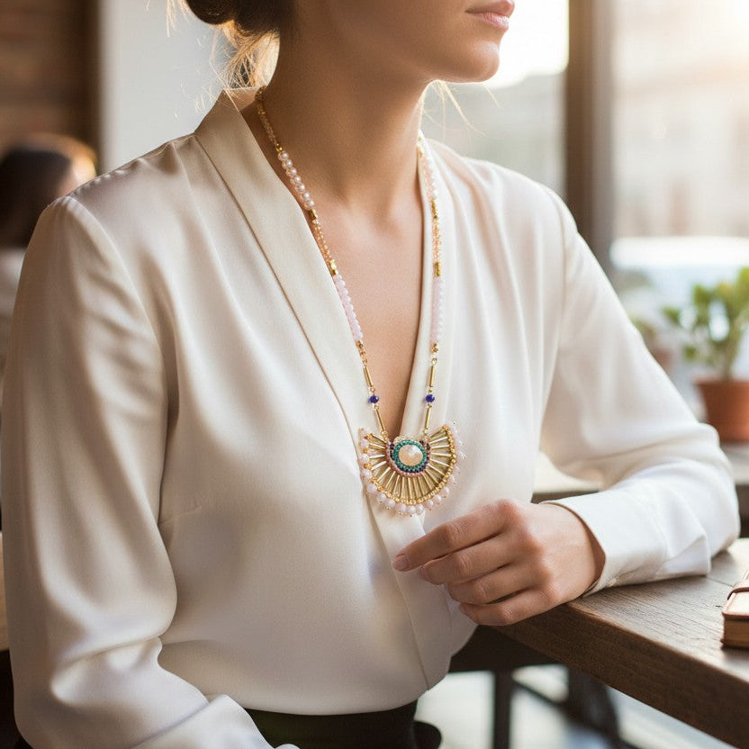 Geometry Pendant Crystal Braided Necklaces N2302