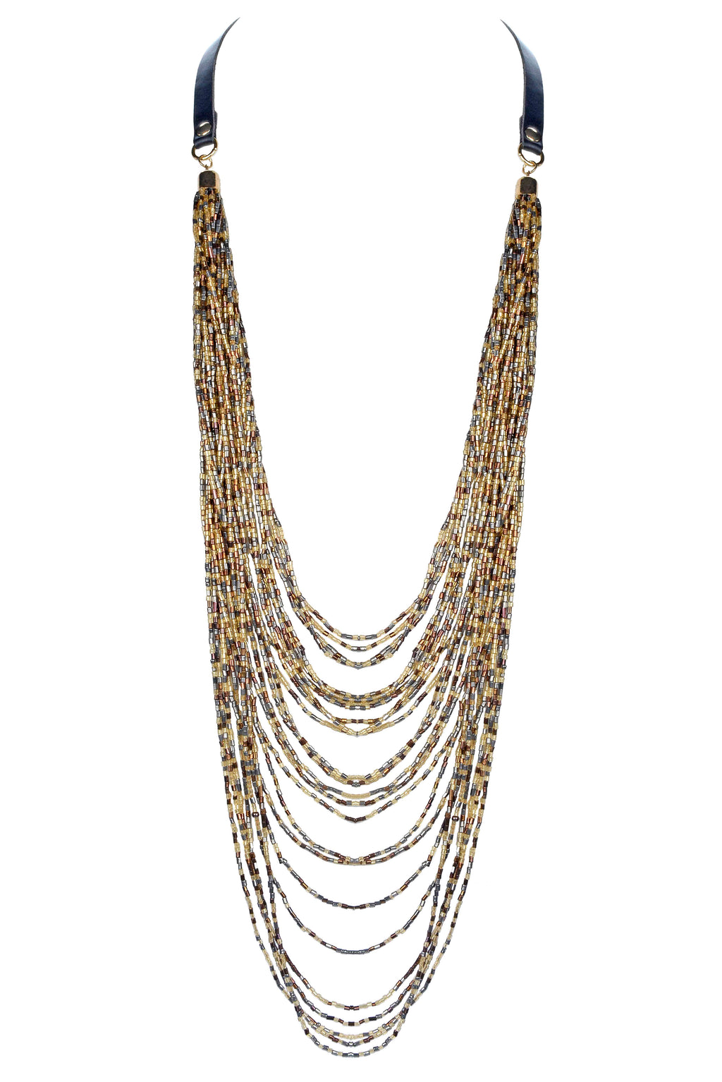 Long Multi-layer Crystal Beaded Necklace N2526