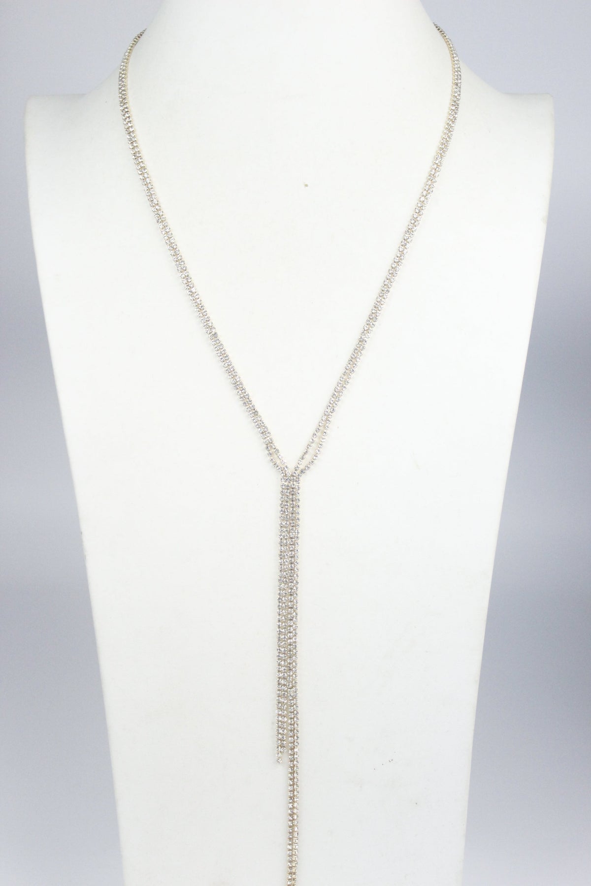 Rhinestone Long Tassel Necklace N2597