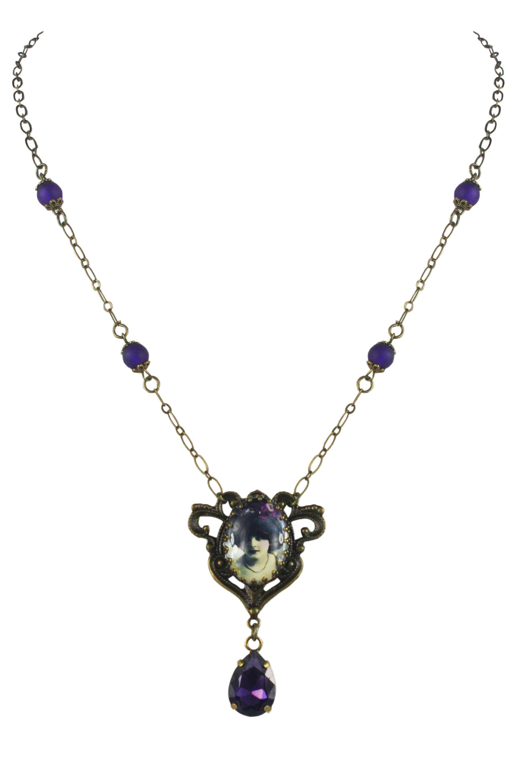 Purple Crystal Water Drop Necklace N2698