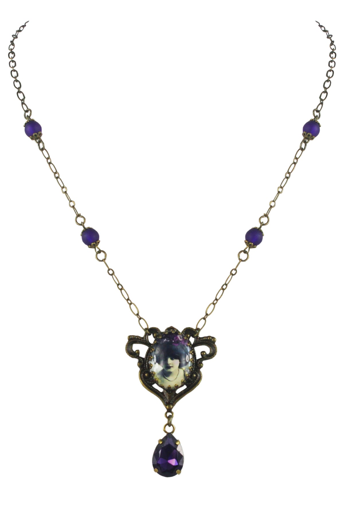 Purple Crystal Water Drop Necklace N2698