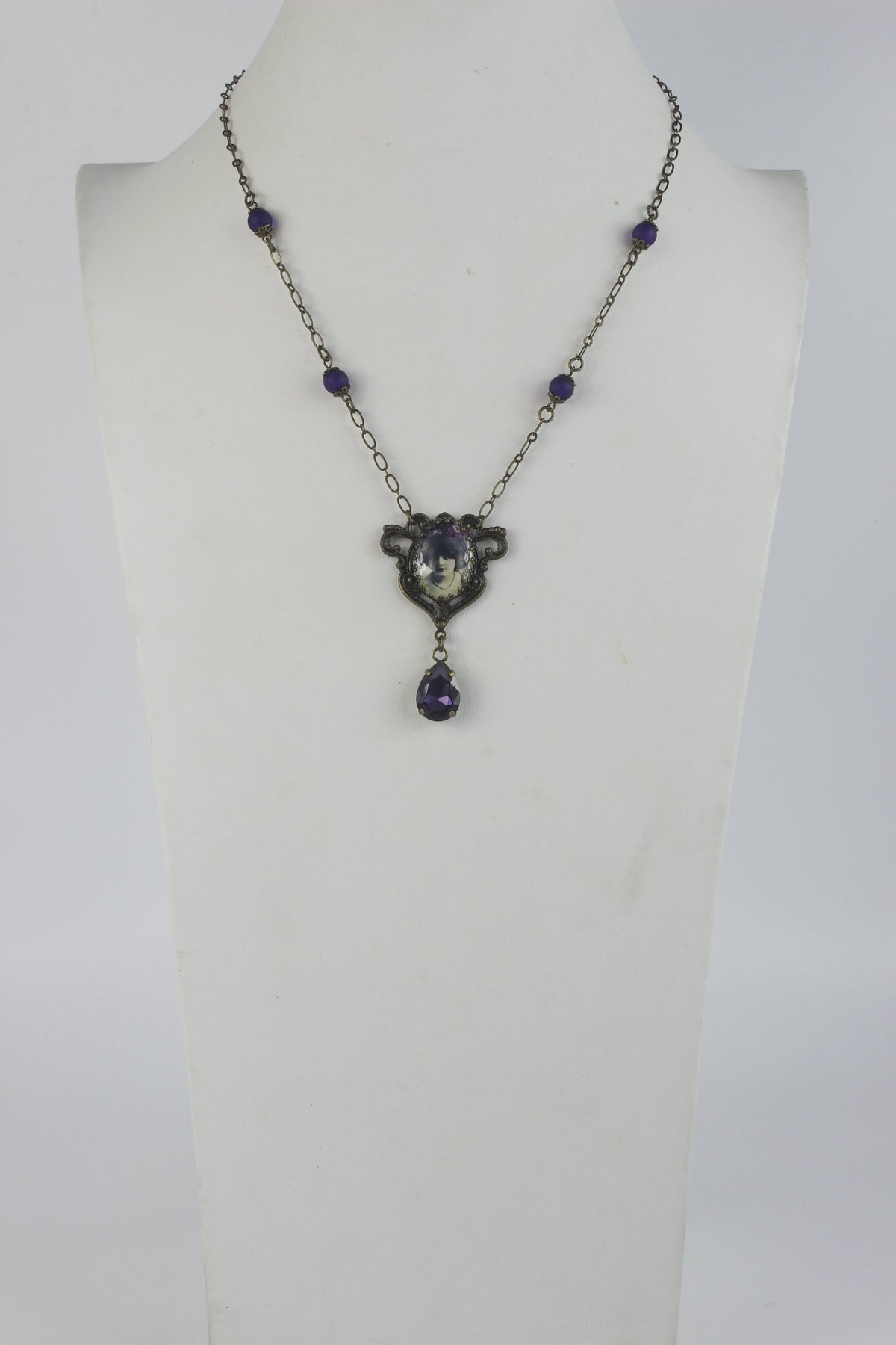 Purple Crystal Water Drop Necklace N2698