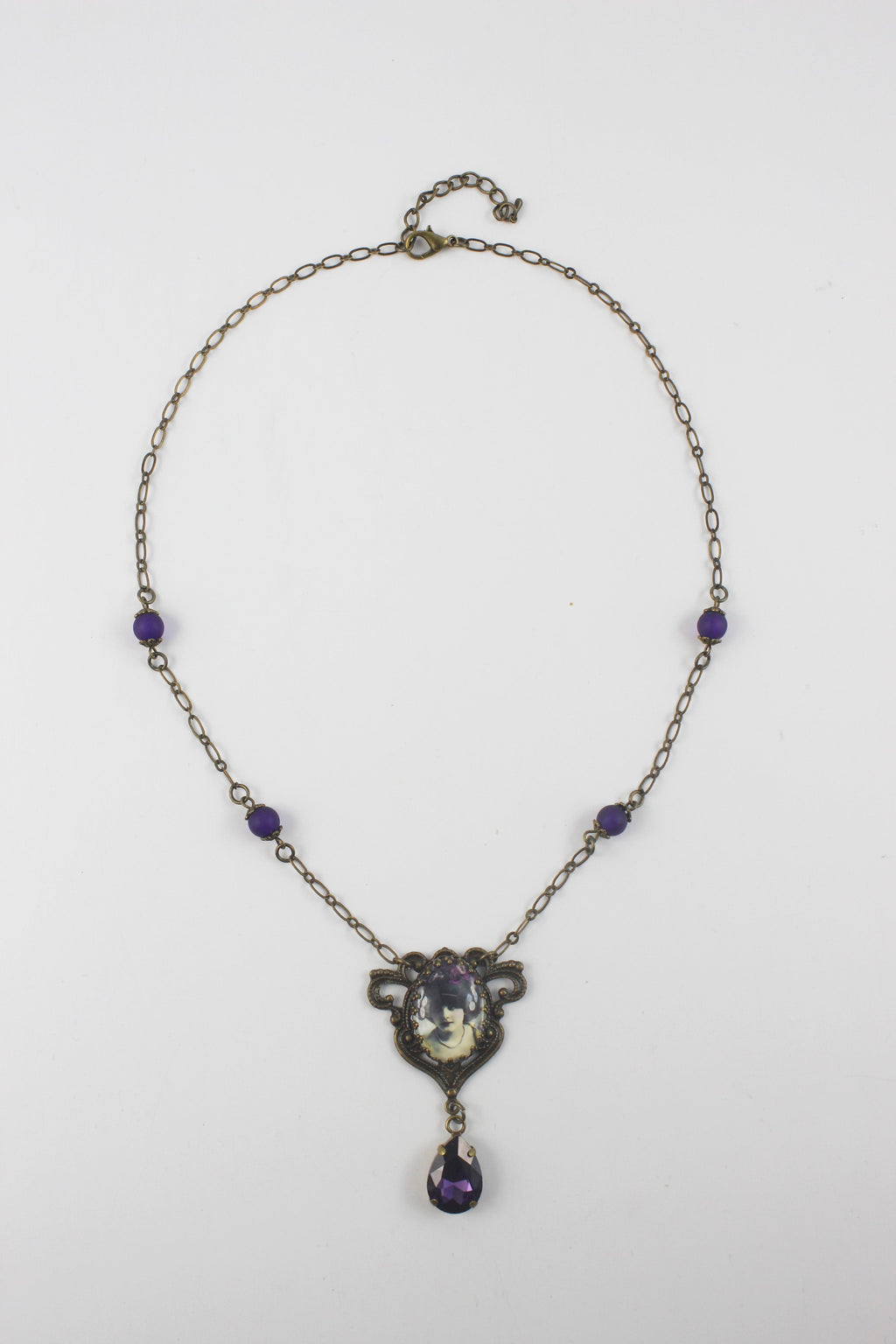 Purple Crystal Water Drop Necklace N2698