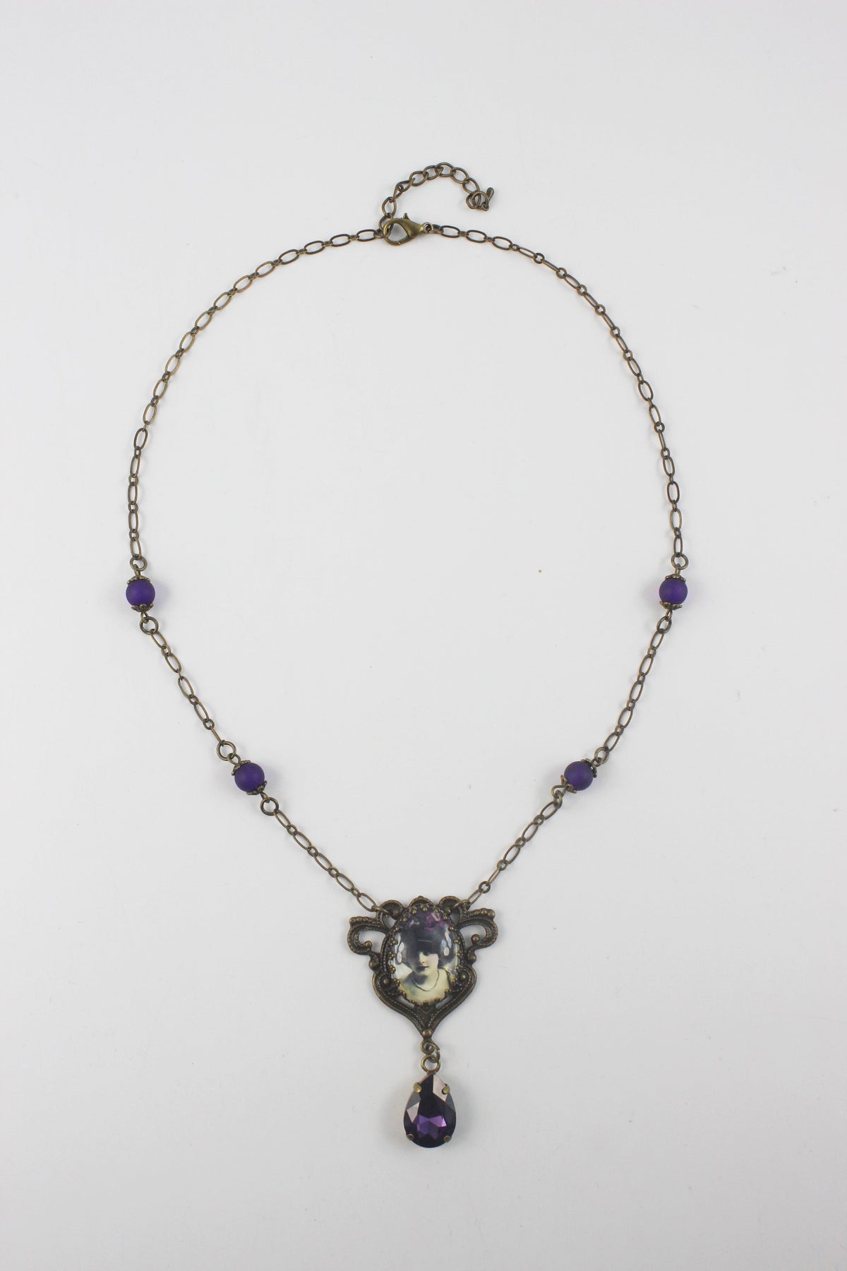 Purple Crystal Water Drop Necklace N2698