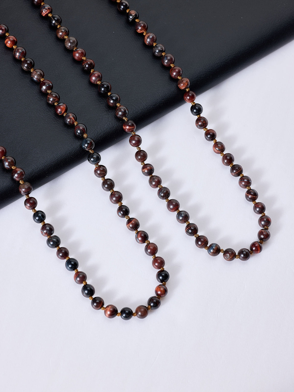 AB Red Tiger Eye Bead Long Necklace N2740