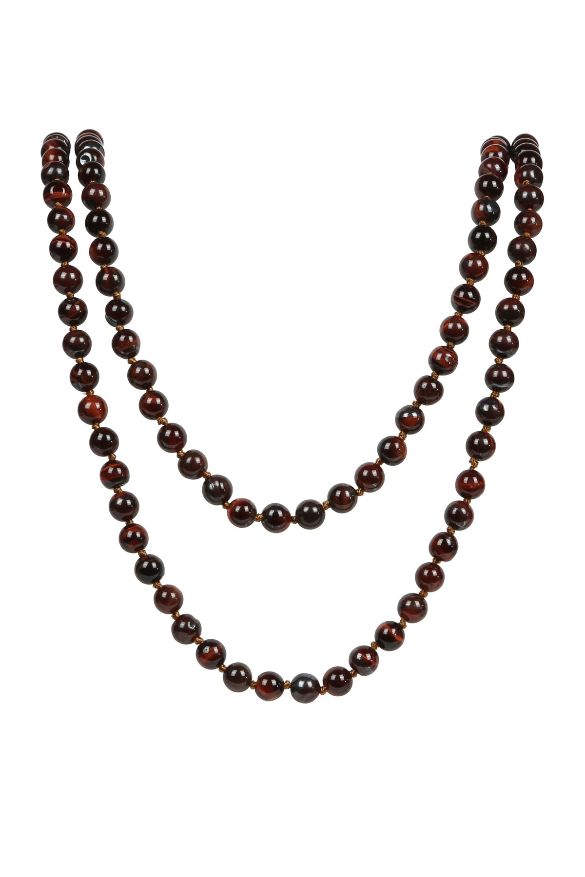 AB Red Tiger Eye Bead Long Necklace N2740 - alternate view