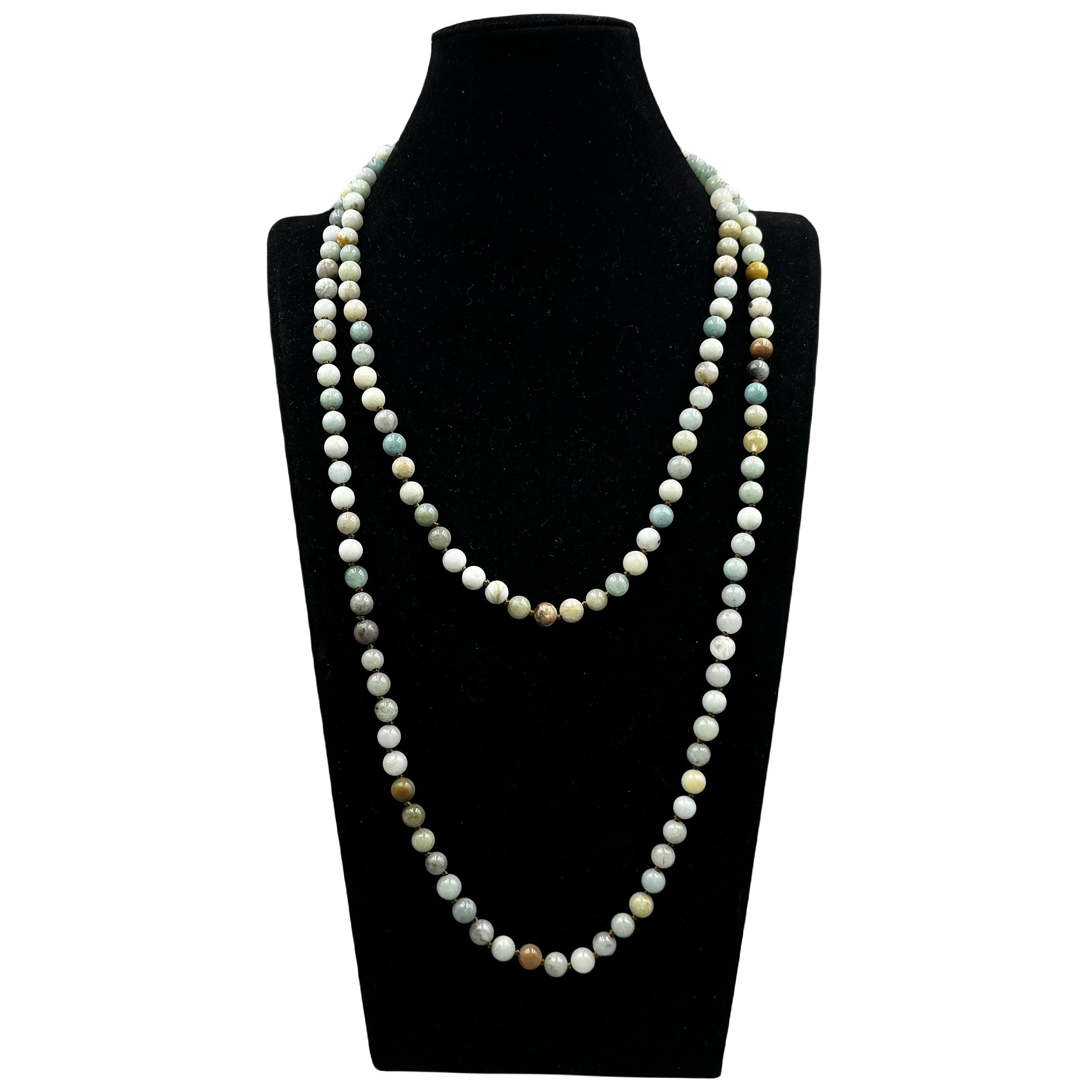 Amazonite Bead Long Necklace N2740