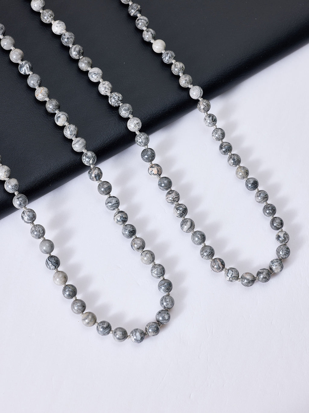 Atlas Jasper Bead Long Necklace N2740