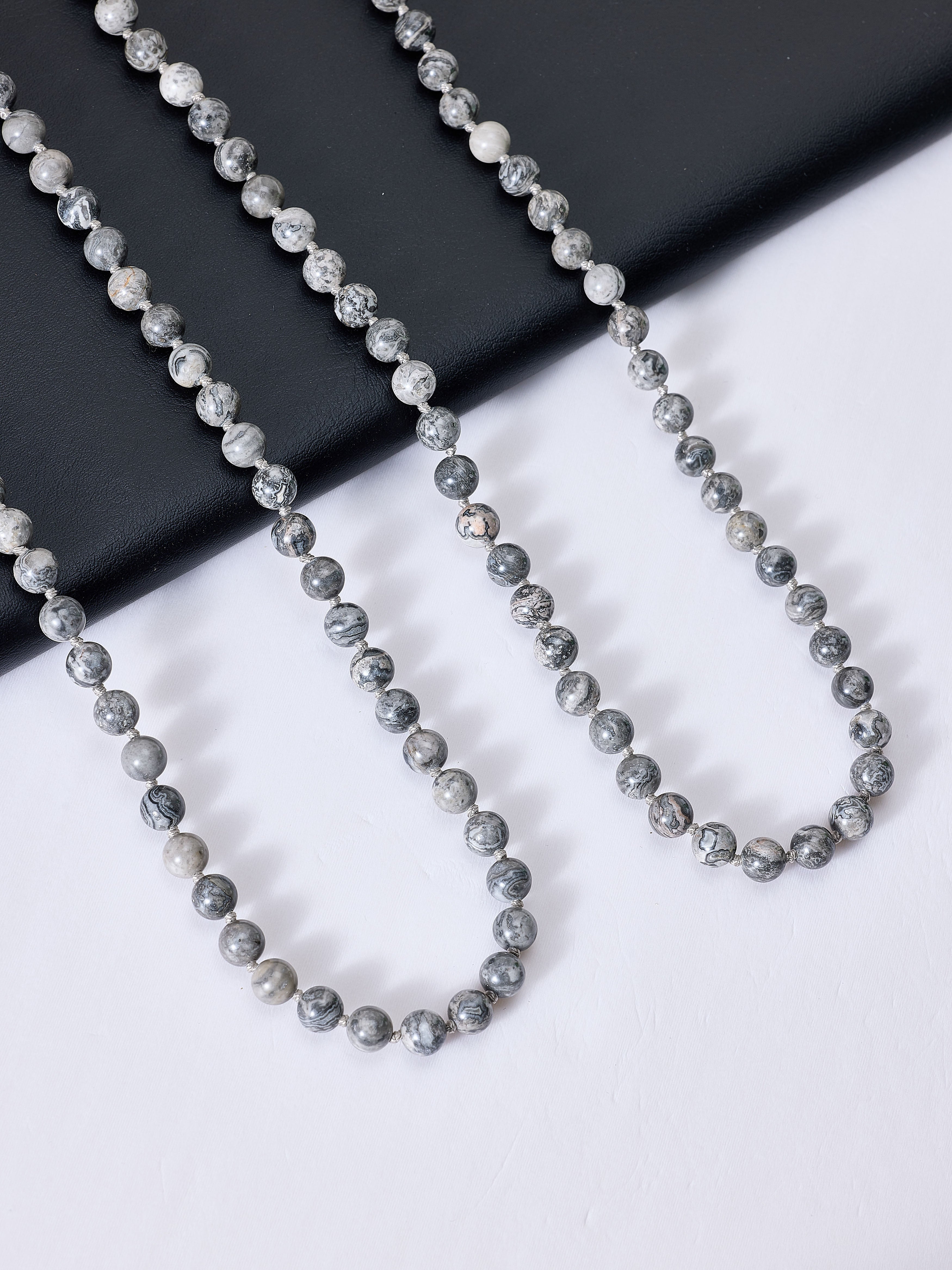 Atlas Jasper Bead Long Necklace N2740