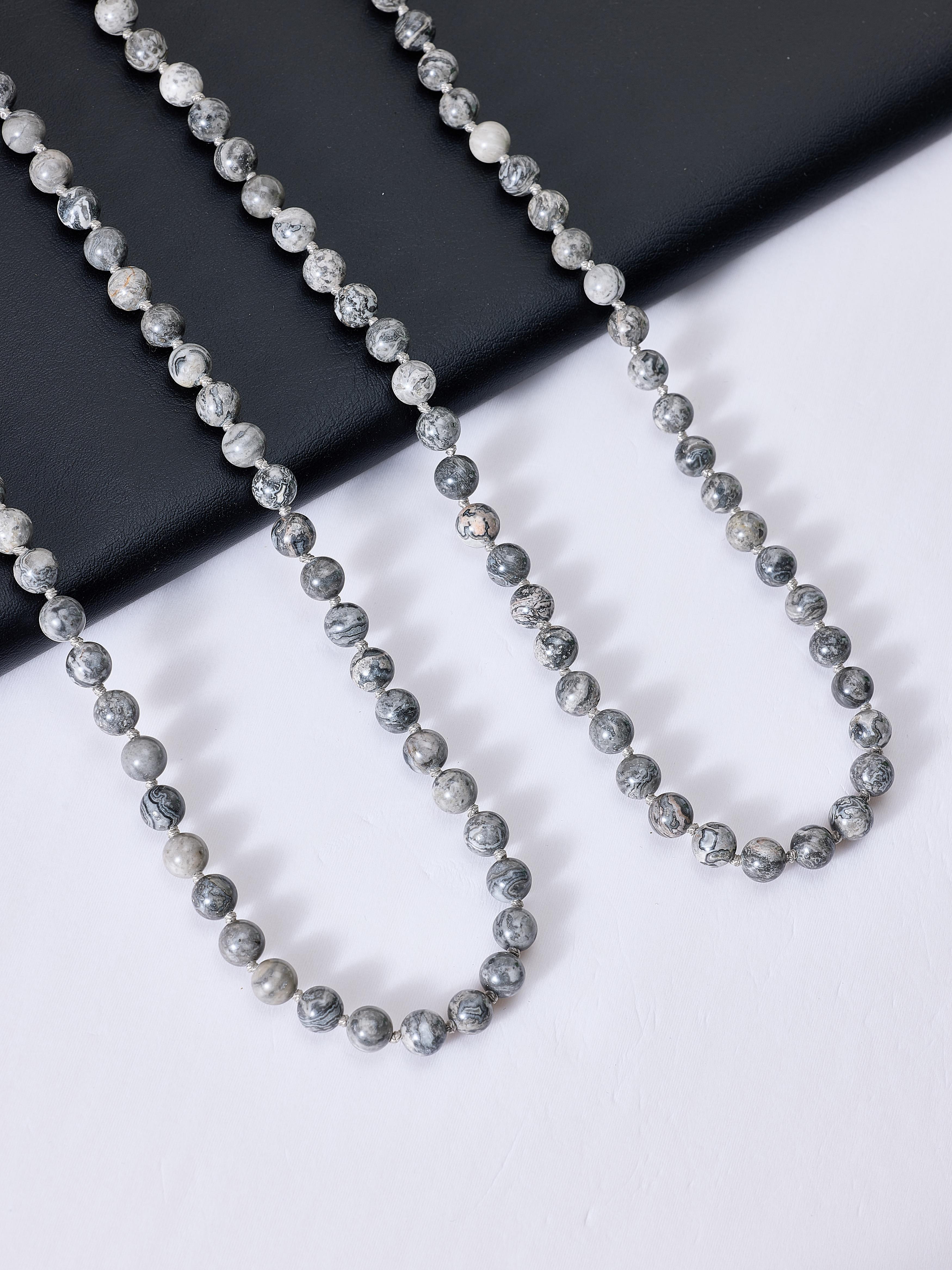 Atlas Jasper Stone Beaded Necklace N3180