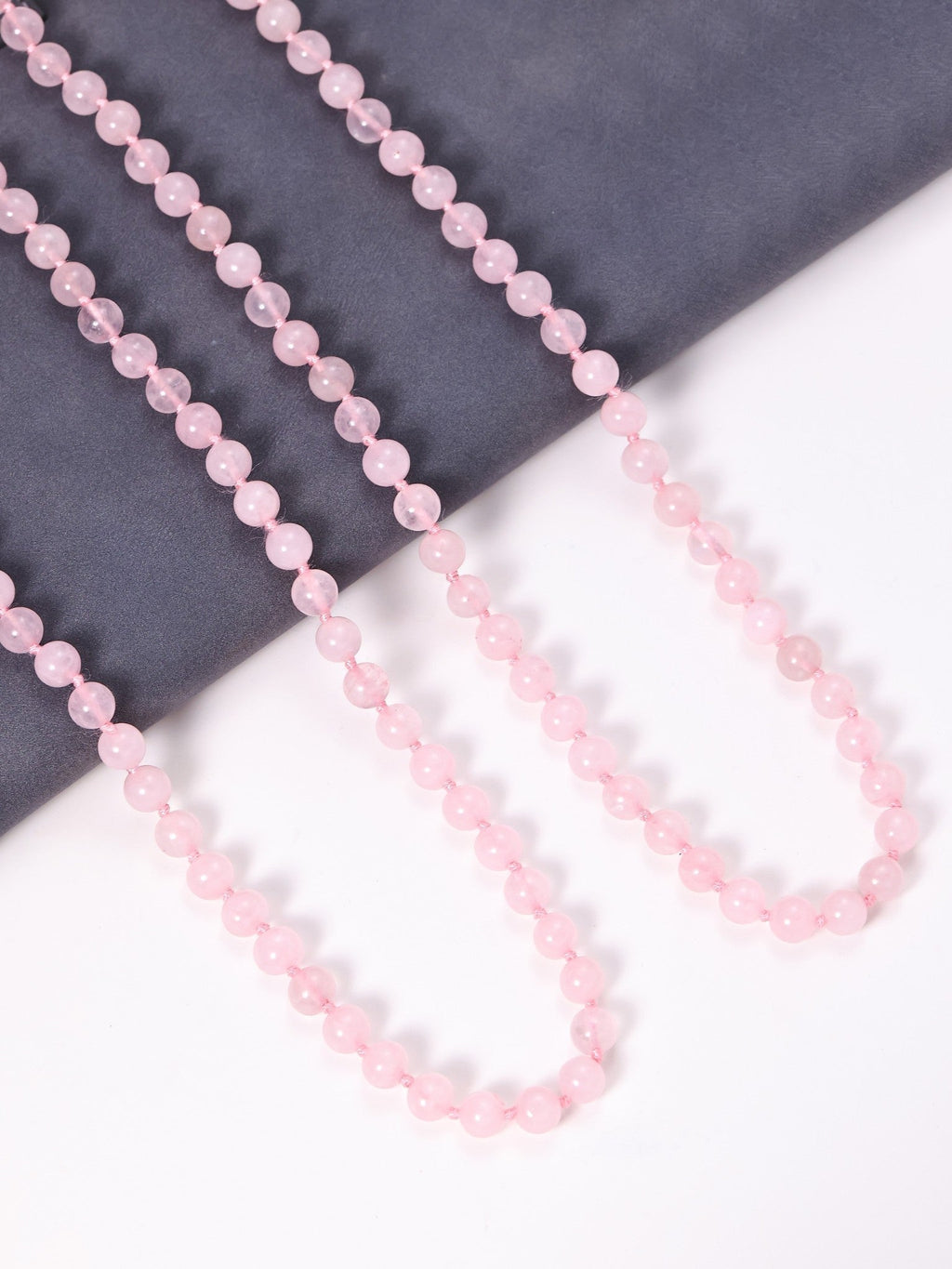 Pink Jade Bead Long Necklace N2740