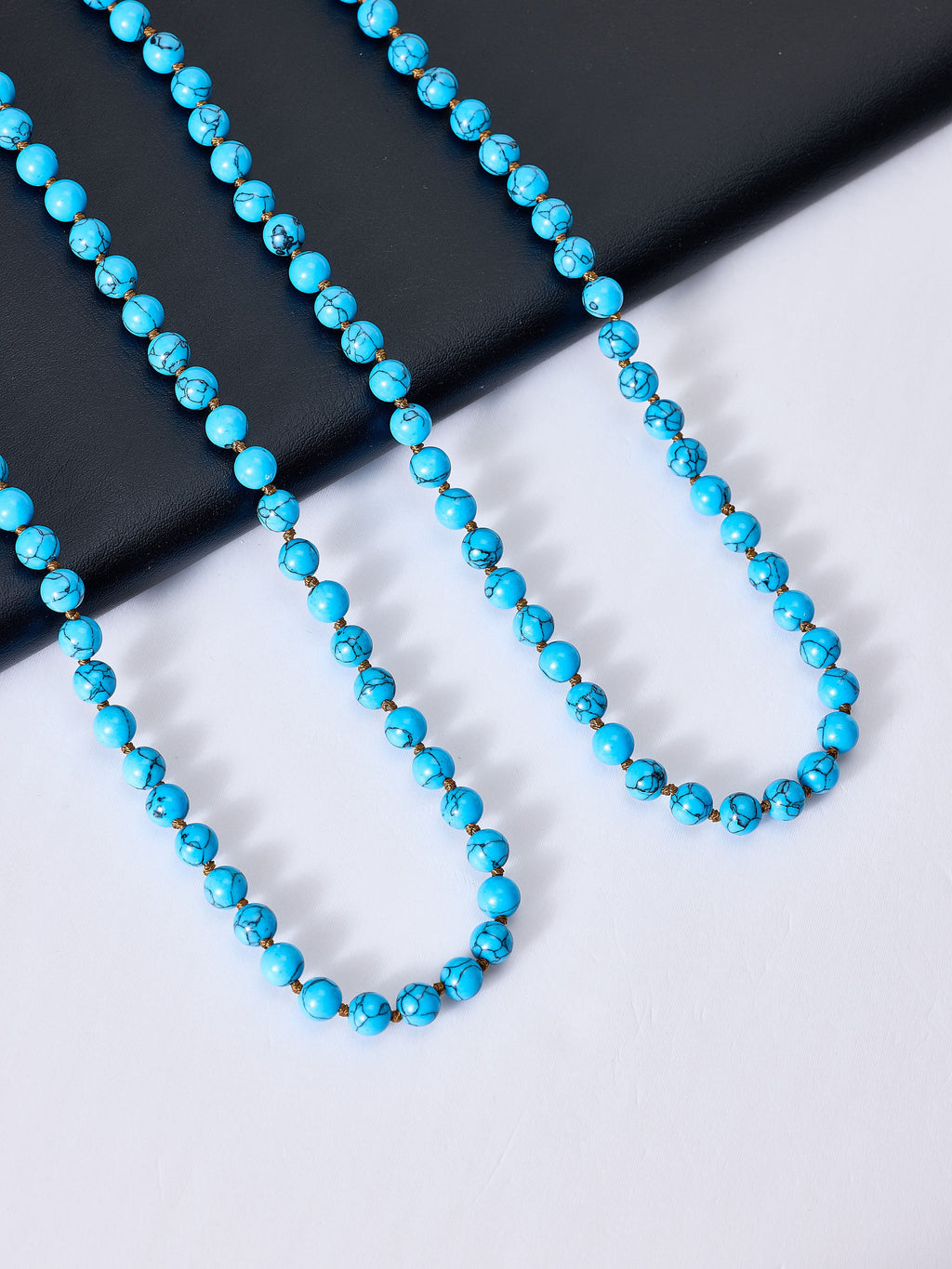 Composed Turquoise Beaded Long Necklace N2740