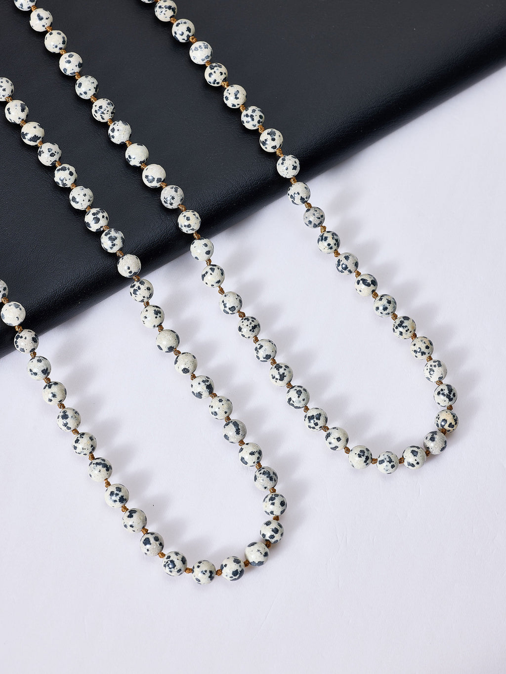 Dalmatian Jasper Bead Long Necklace N2740