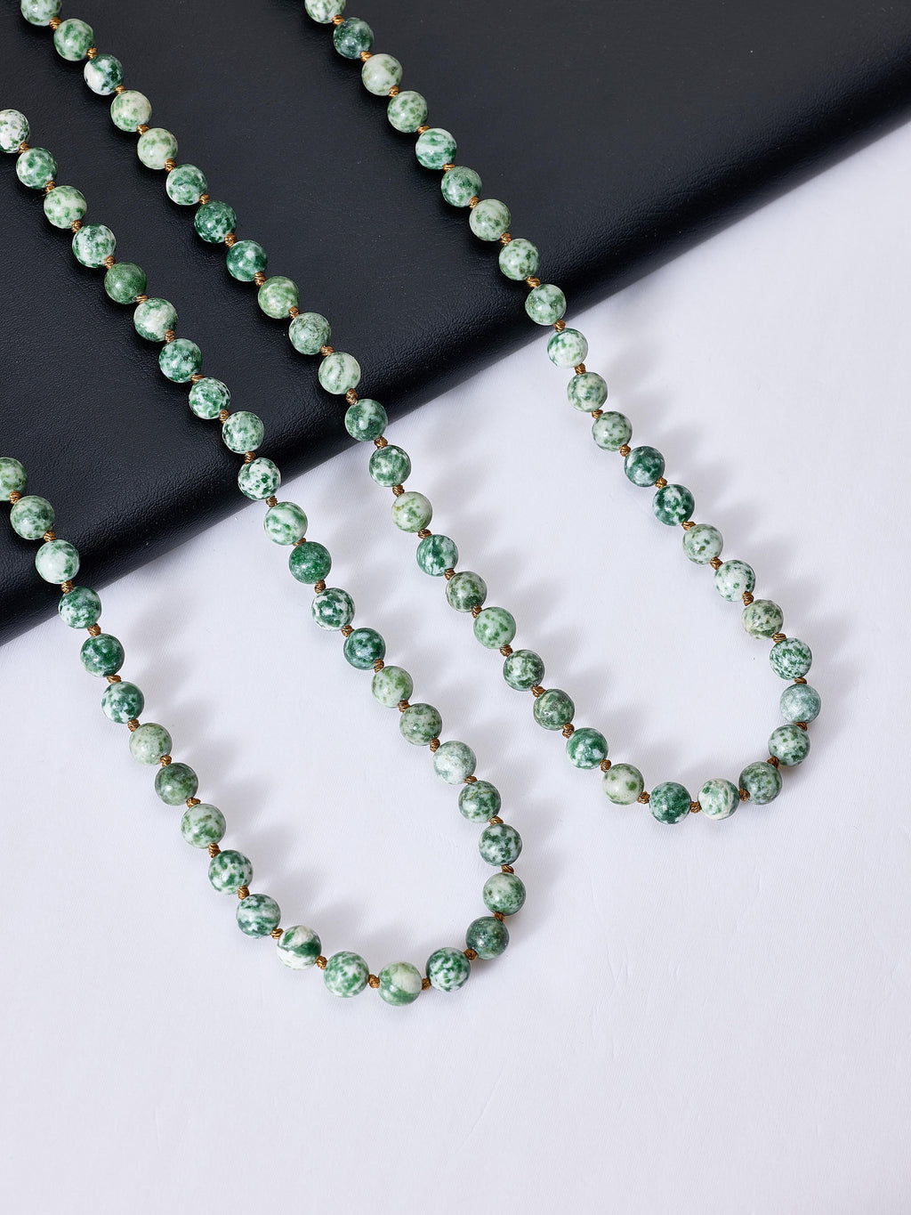 Green Spot Jasper Stone Beaded Necklace N2740
