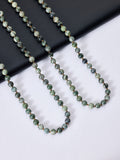 Green Zebra Jasper Bead Long Necklace N2740