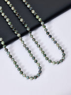 Green Zebra Jasper Bead Long Necklace N2740