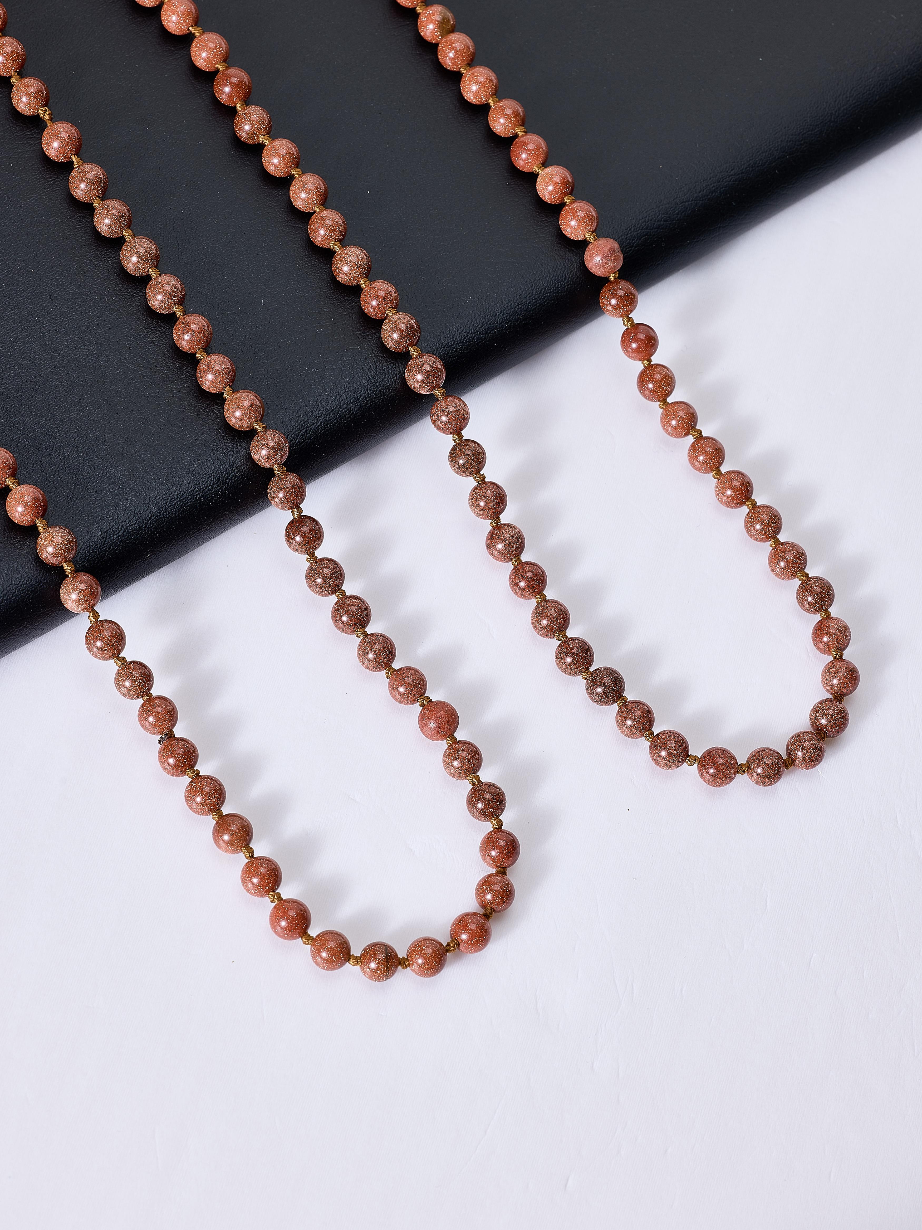 Red Gold Sandstone Beaded Necklaces N3180