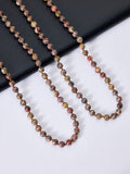Red Leopard Skin Bead Long Necklace N2740