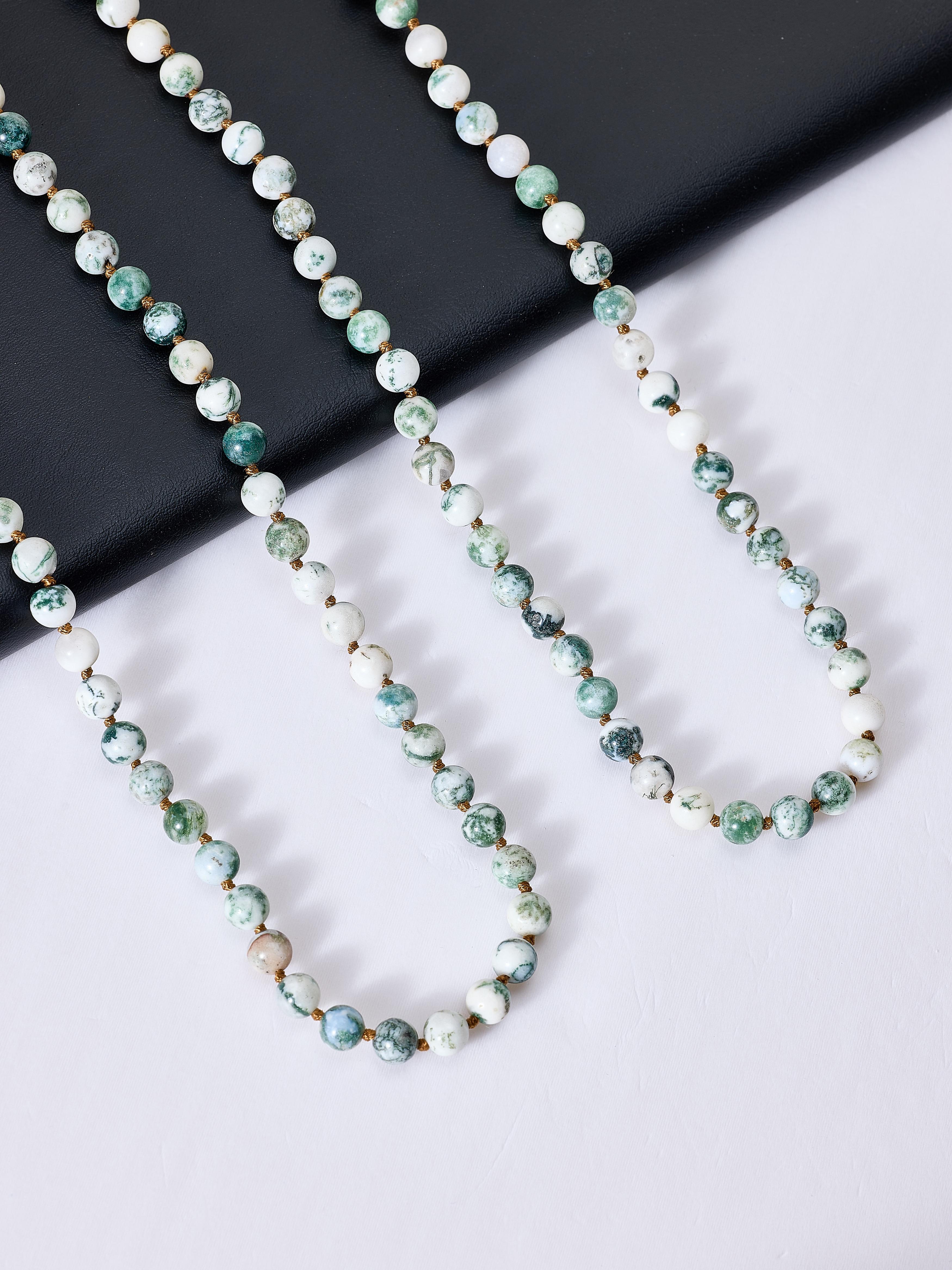 Tree Line Agate Stones Beaded Necklaces N3180