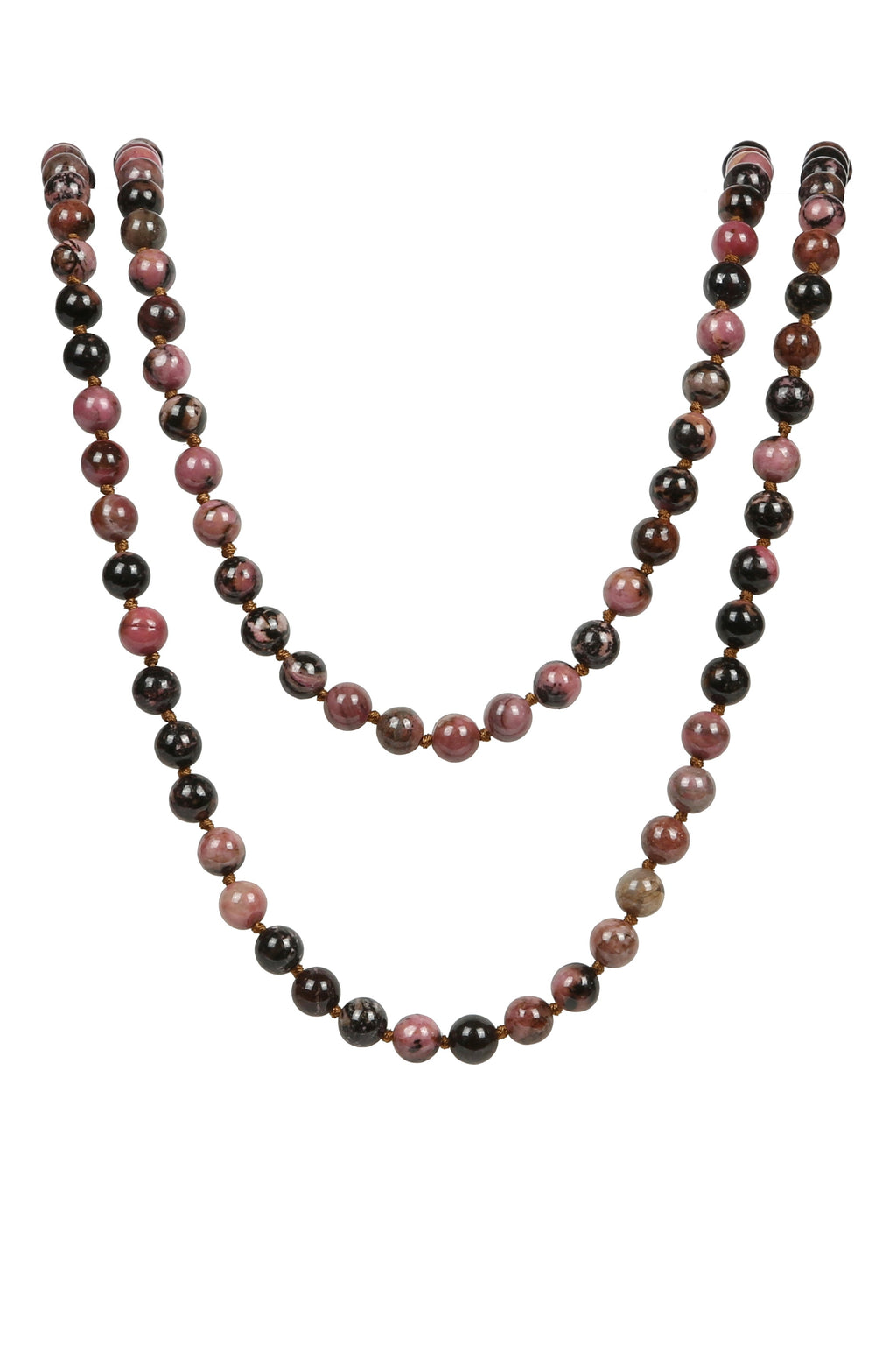 Black Rhodonite Bead Long Necklace N2740