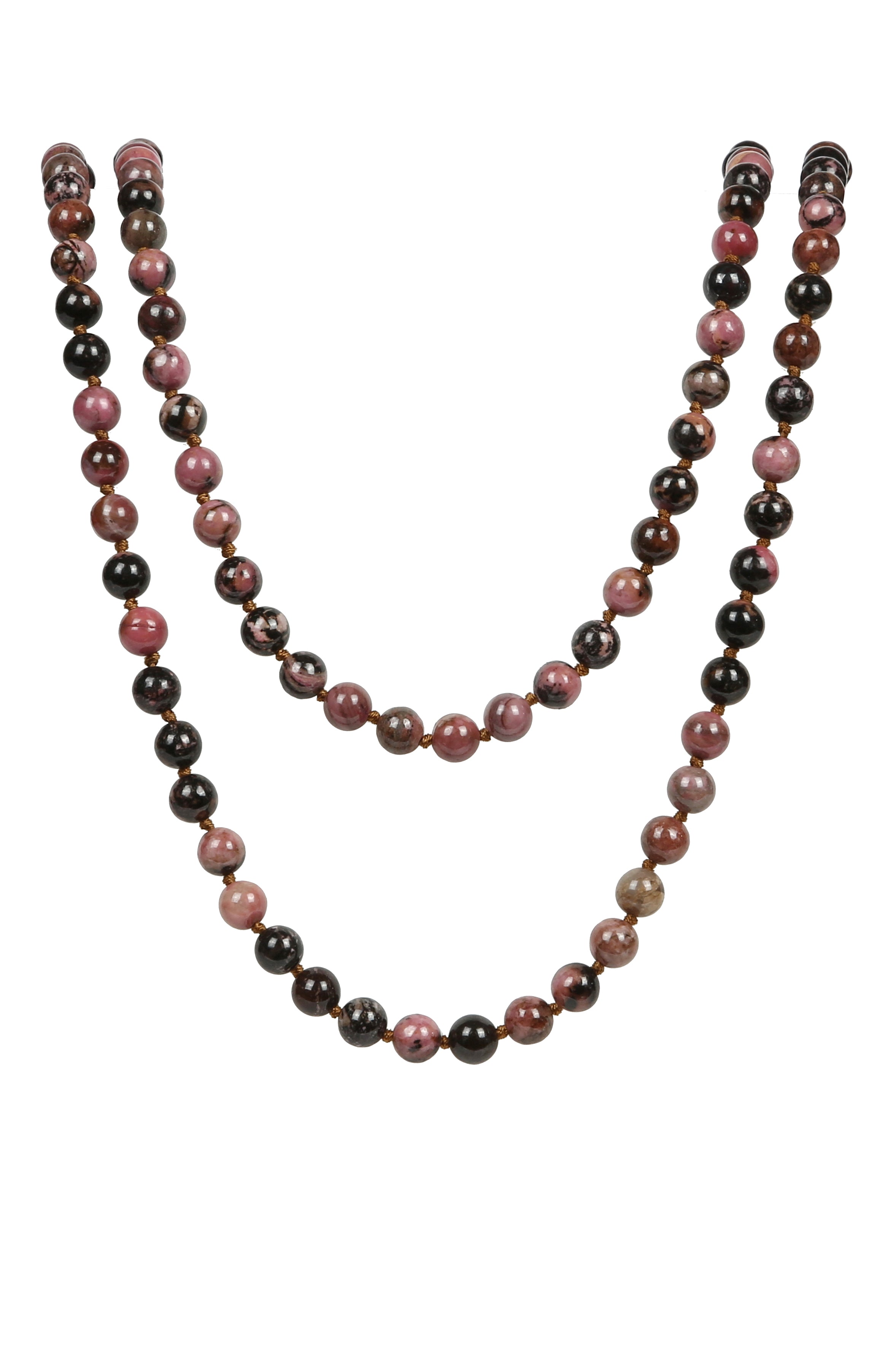Black Rhodonite Bead Long Necklace N2740