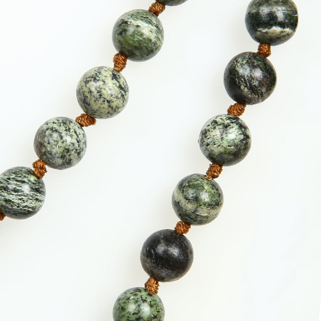 Green Zebra Jasper Bead Long Necklace N2740 - view 3
