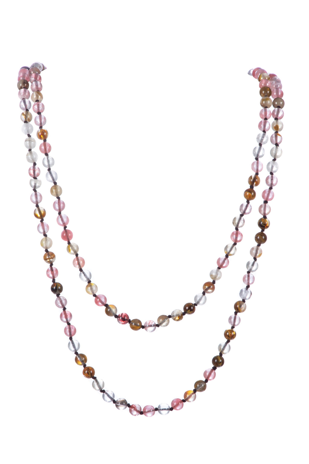 Cherry Quartz Beaded Long Necklace N2740 - view 3