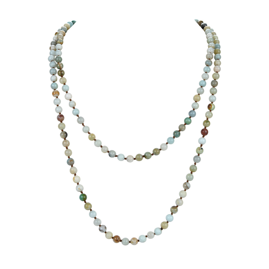 Amazonite Bead Long Necklace N2740 - view 2