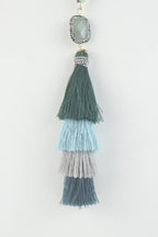 Fashion Silk Tassel Beads Pendant Long Necklace N2938