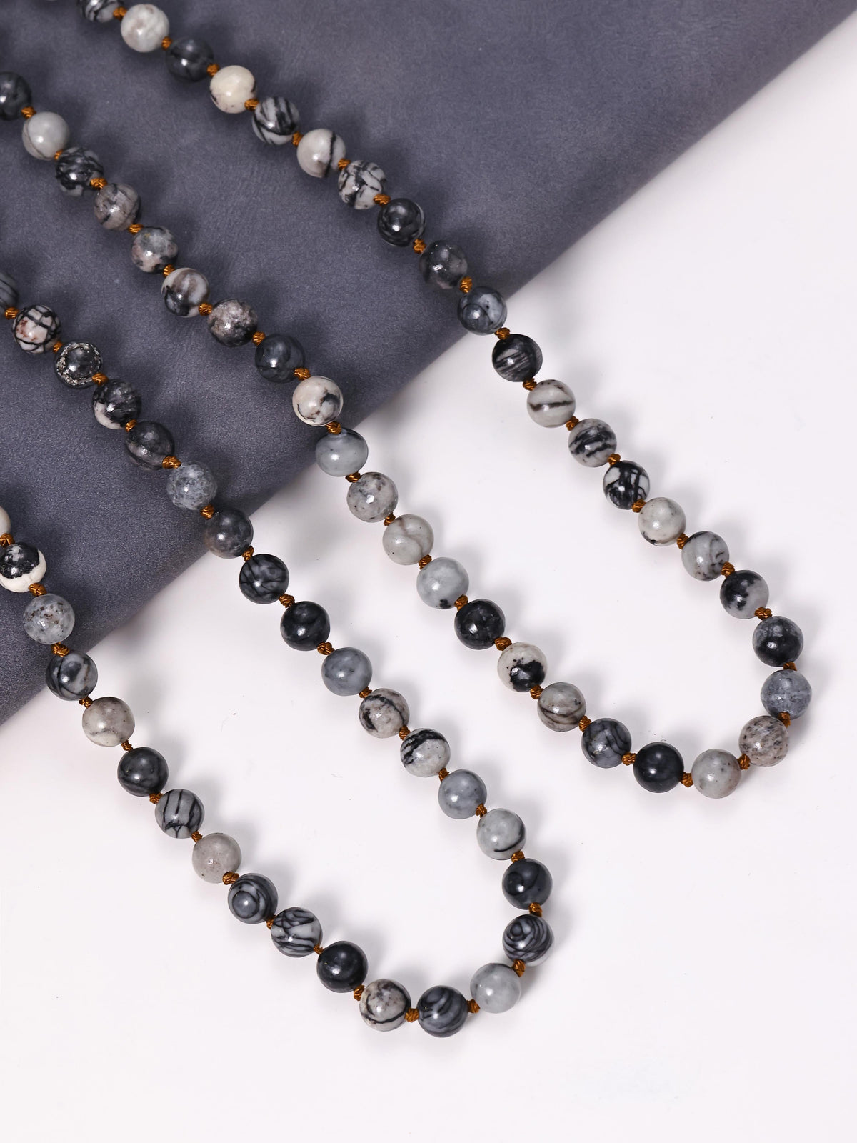 Black Network Stone Beaded Necklace N3180