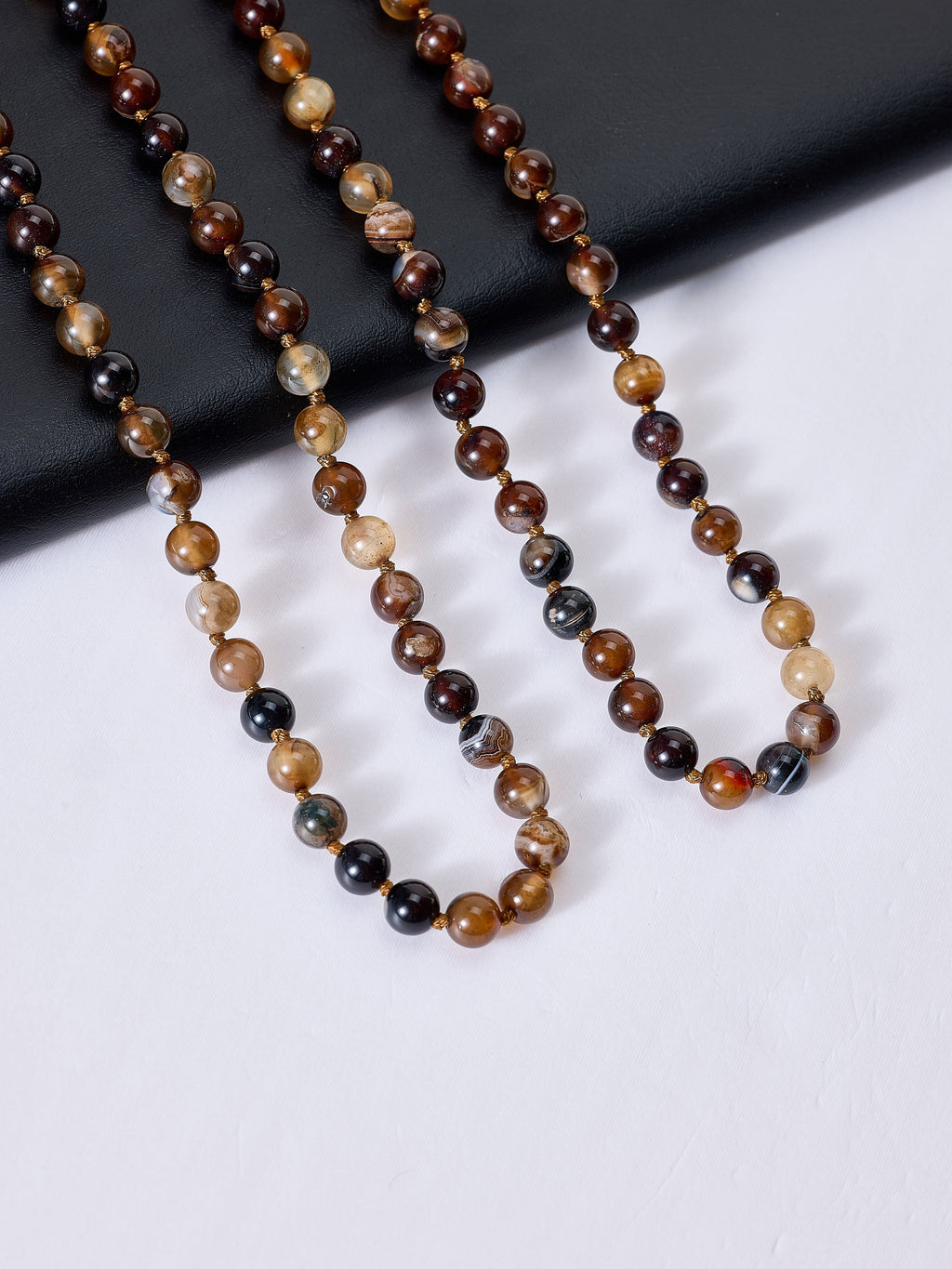 Brown Agate Bead Long Necklace N2740