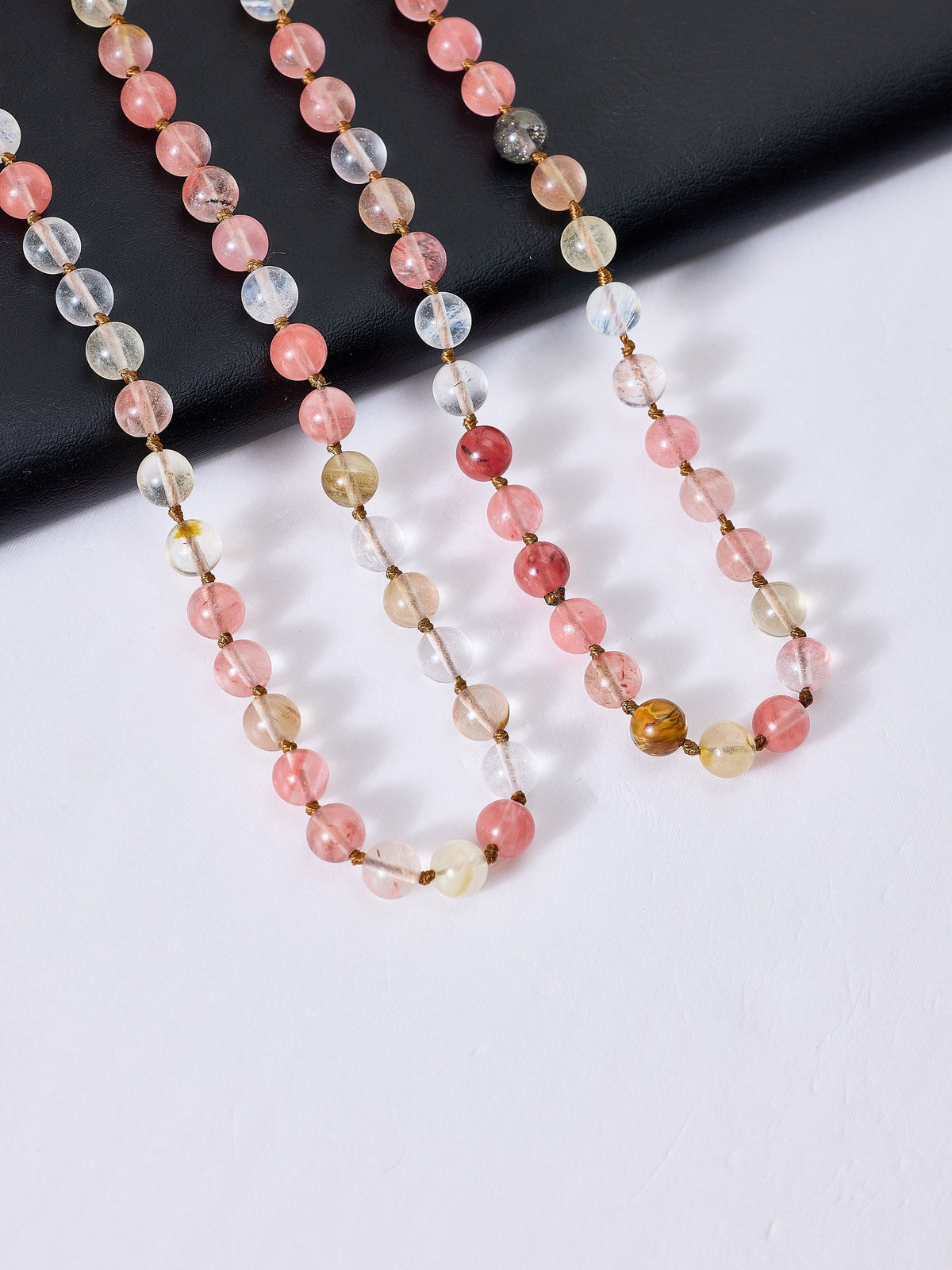 Cherry Quartz Beaded Long Necklace N2740