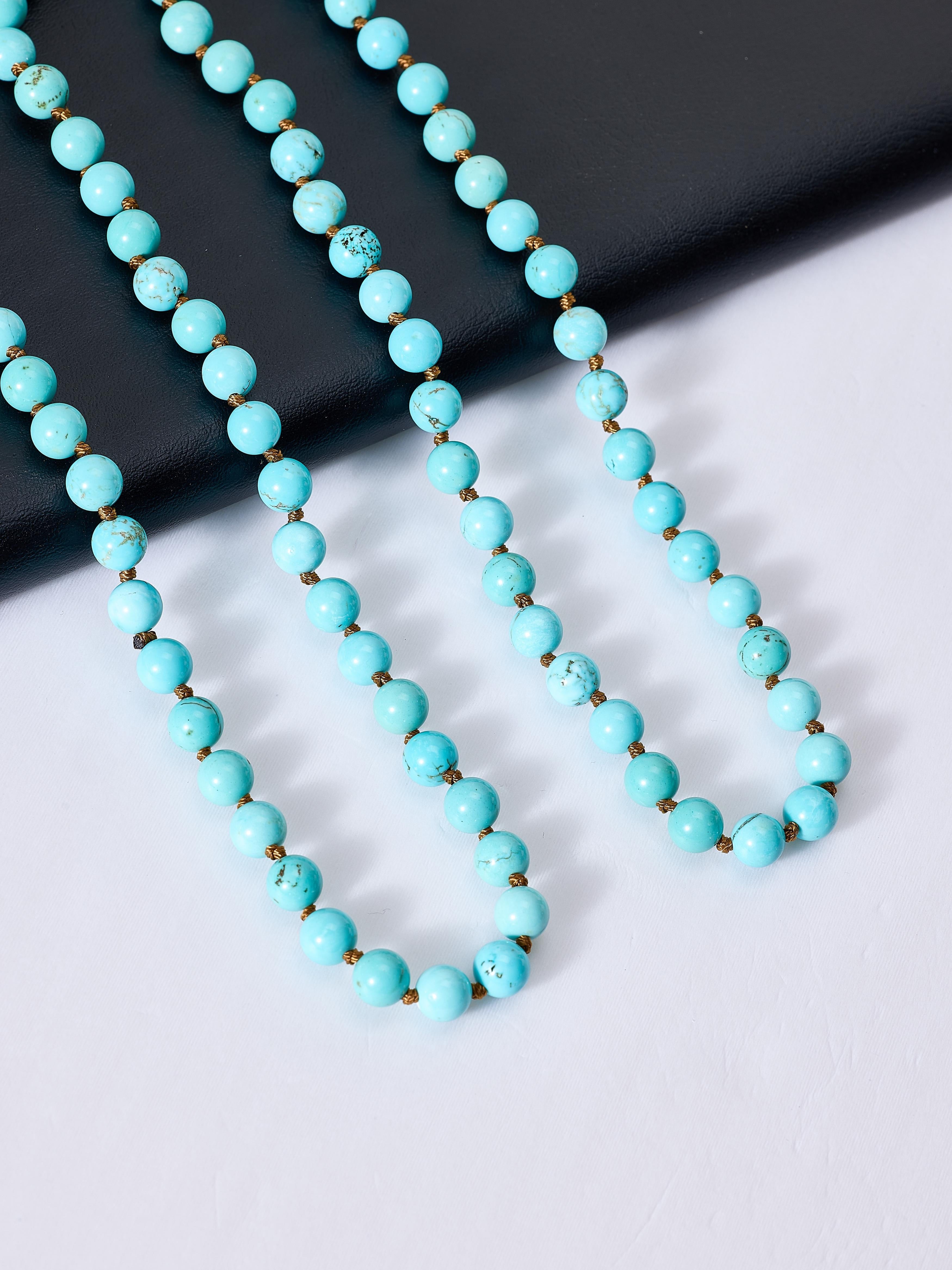 Cracked Turquoise Beaded Necklace N3180