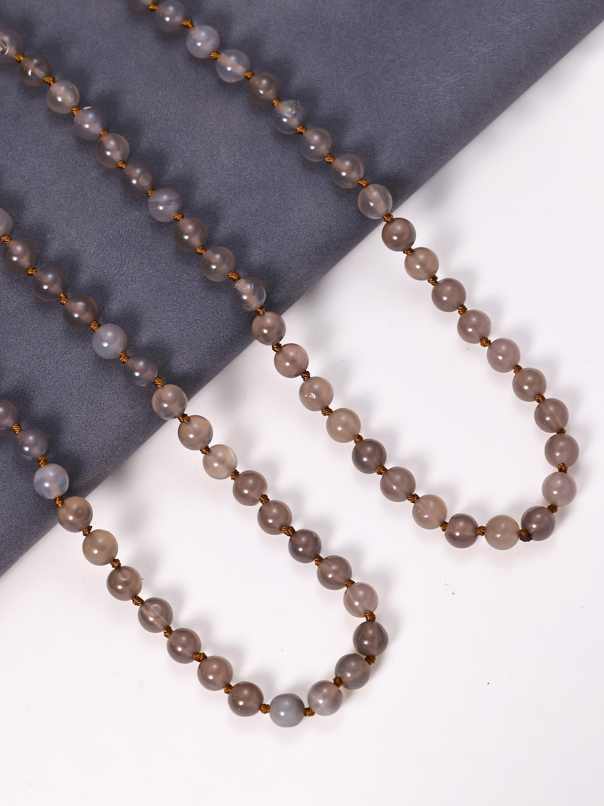 Grey Agate Stone Beaded Necklace N3180