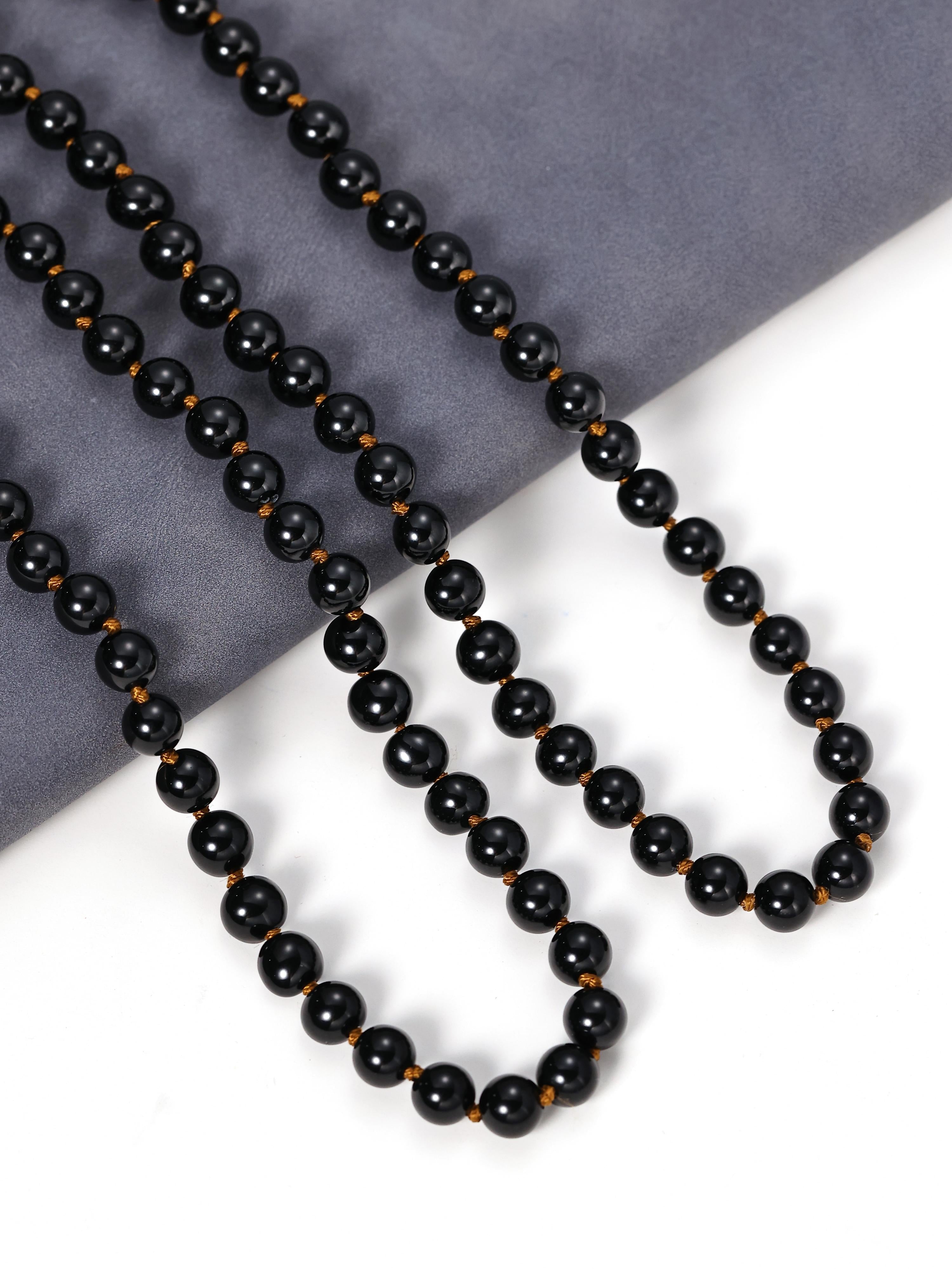 Onyx Bead Long Necklace N2740