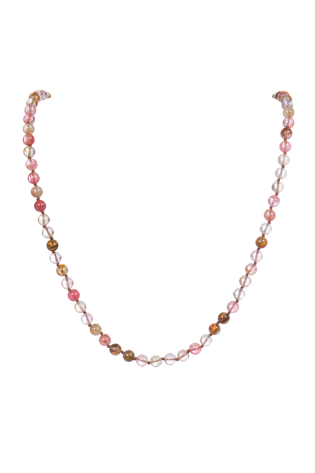 Cherry Quartz Stone Beaded Necklace N3180