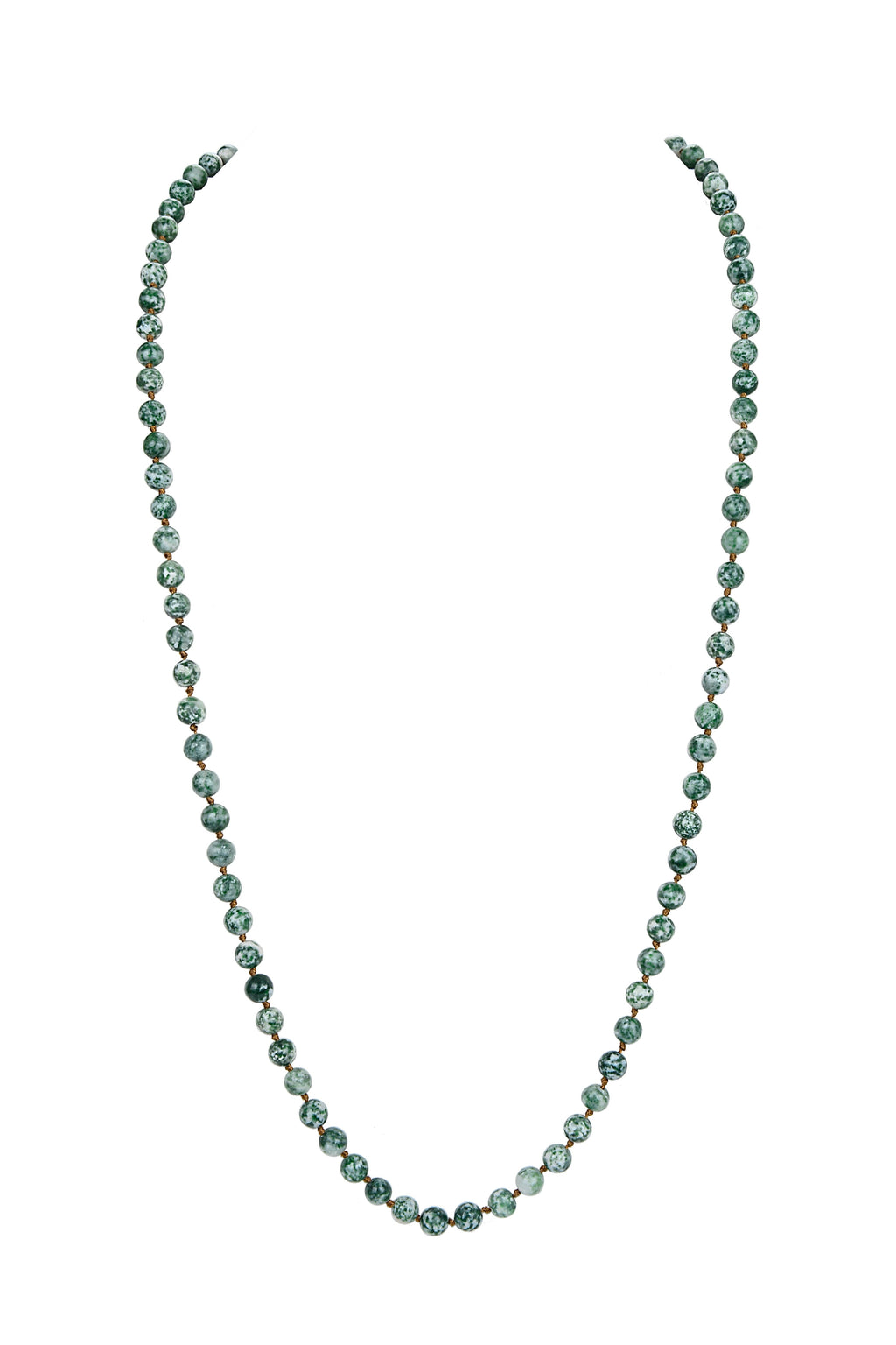 Green Spot Jasper Stone Beaded Necklace N2740 - view 2