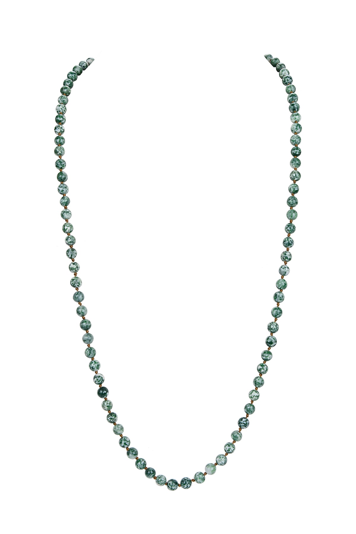 Green Spot Jasper Stone Beaded Necklace N2740 - view 2
