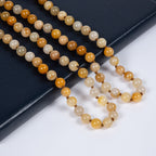 Golden Jade Stone Beaded Necklace N3180