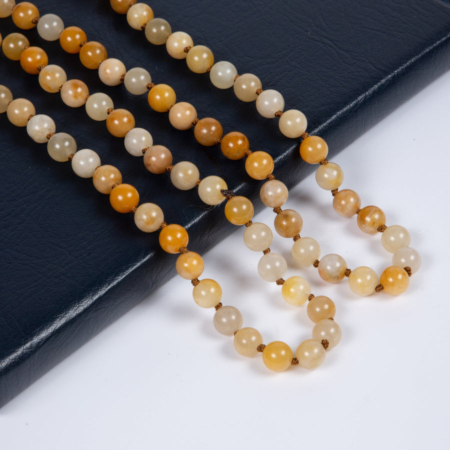 Golden Jade Stone Beaded Necklace N3180