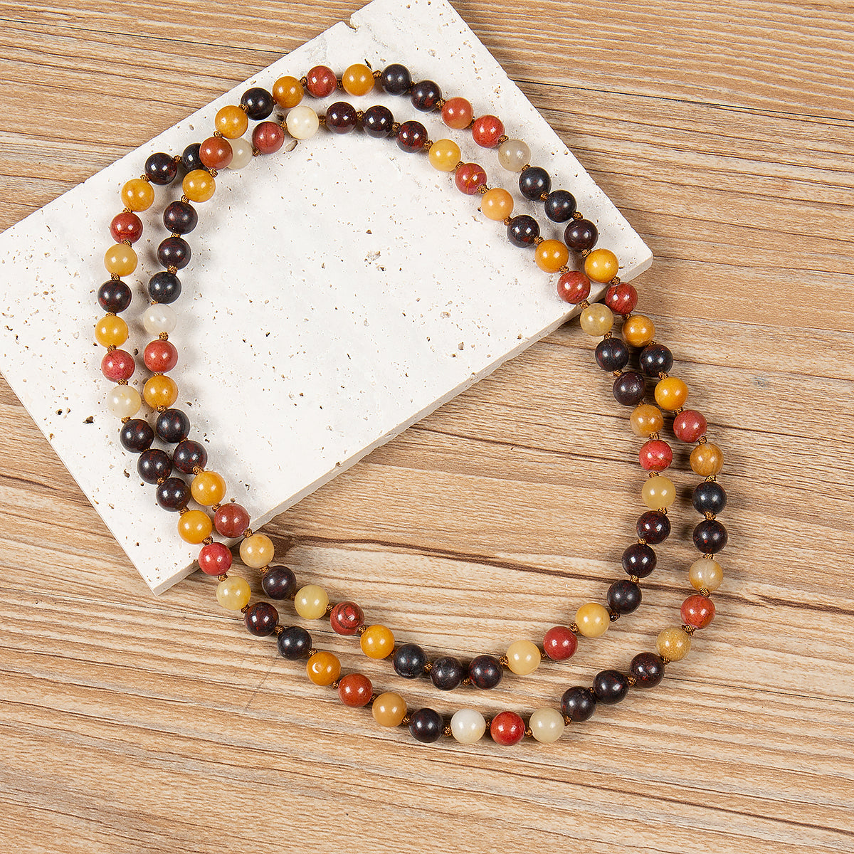 Muddy Jasper Stone Beaded Necklace N3180 - view 2