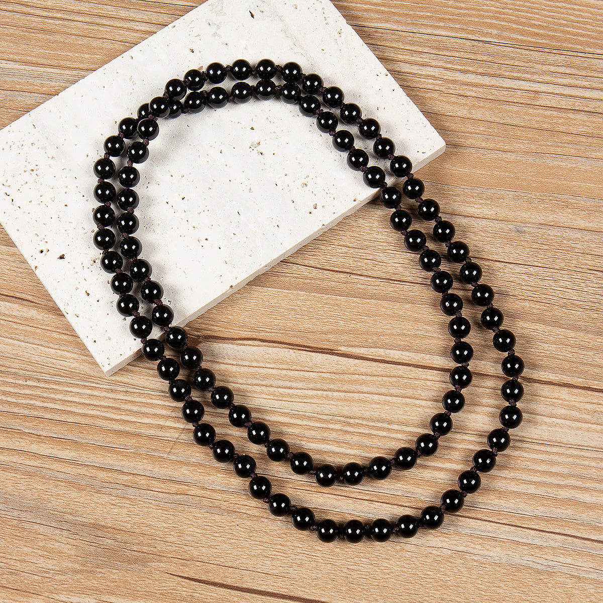 Onyx Bead Long Necklace N2740