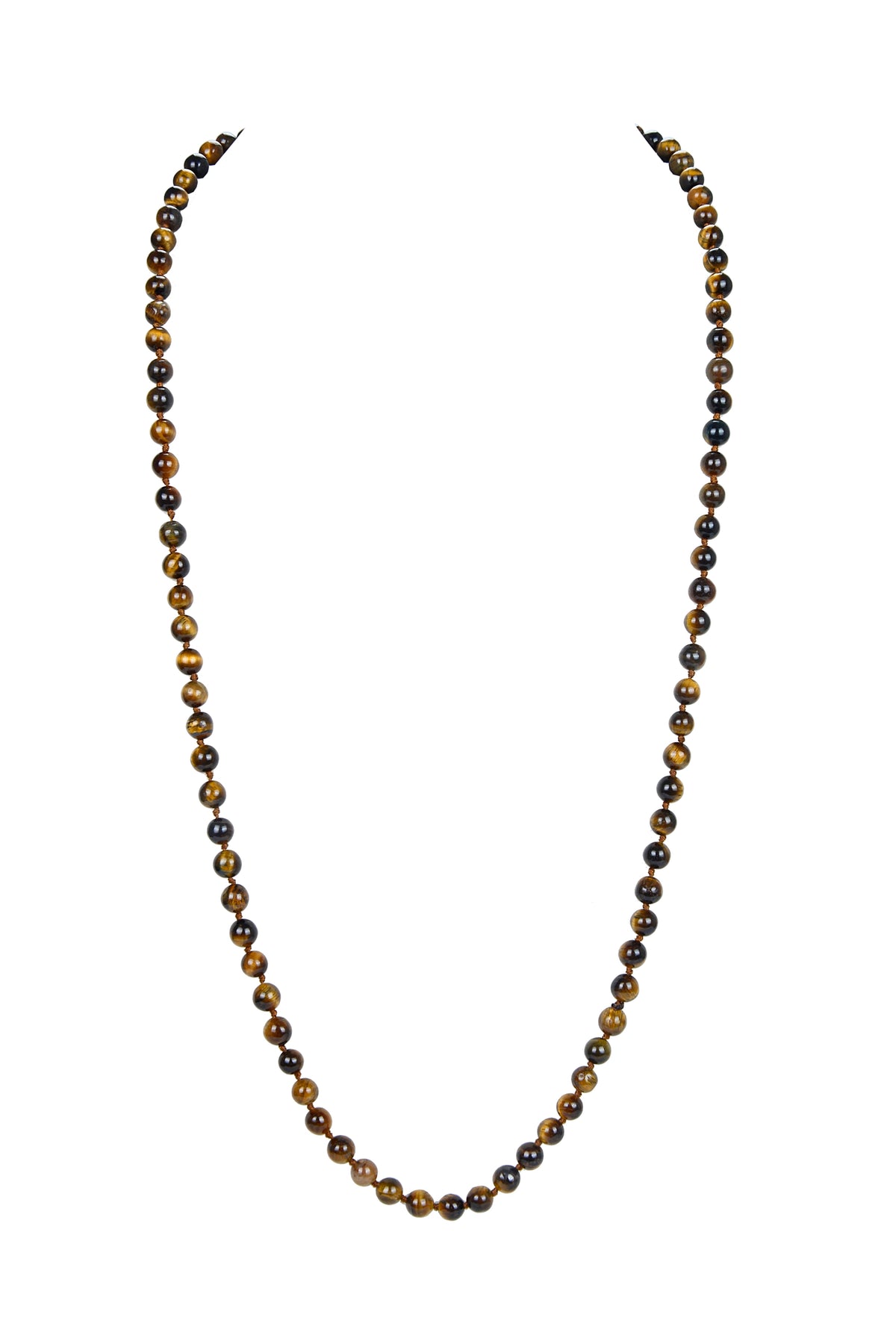 Tiger Eye Stone Beaded Necklace N3180 - view 2