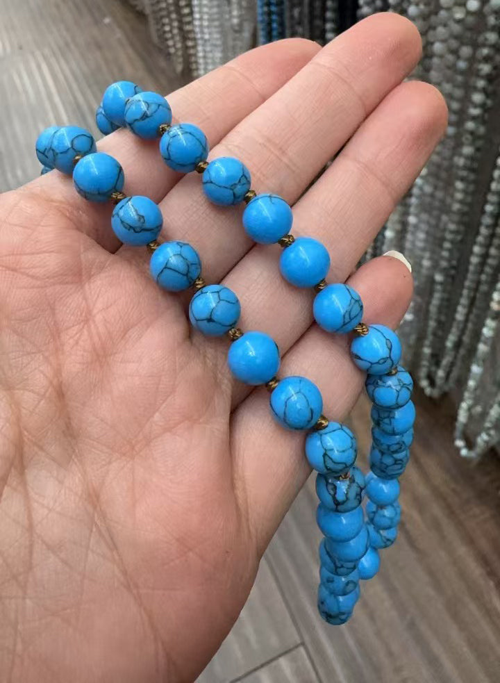 Composed Turquoise Beaded Long Necklace N2740 - view 2