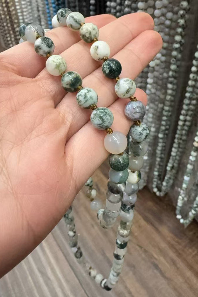 Tree Line Agate Stones Beaded Necklaces N3180