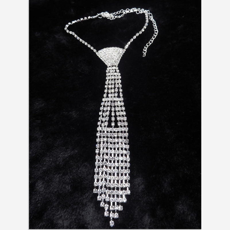 Tie Rhinestone Necklace N3791
